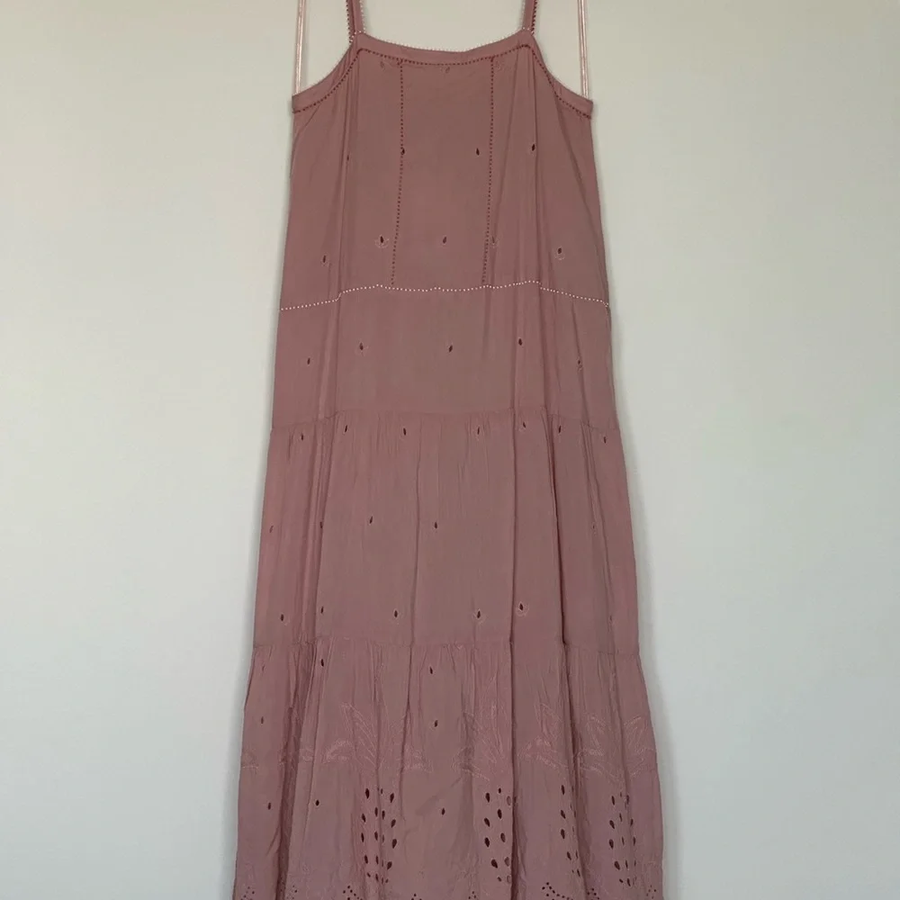 Zara‎ Dusty Rose Maxi Dress Spaghetti Strap Embroidered Lace, Sundress